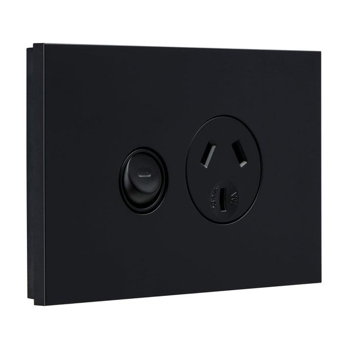 clipsal saturn zen socket switch single 10a 250v black