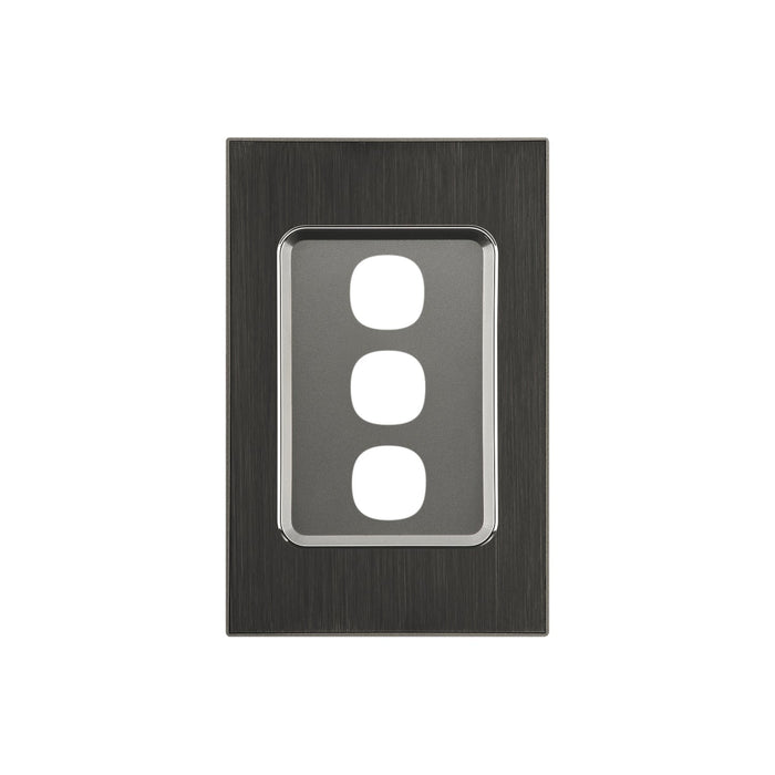 clipsal saturn series grid and plate assembly 3 gang 4033vh hb