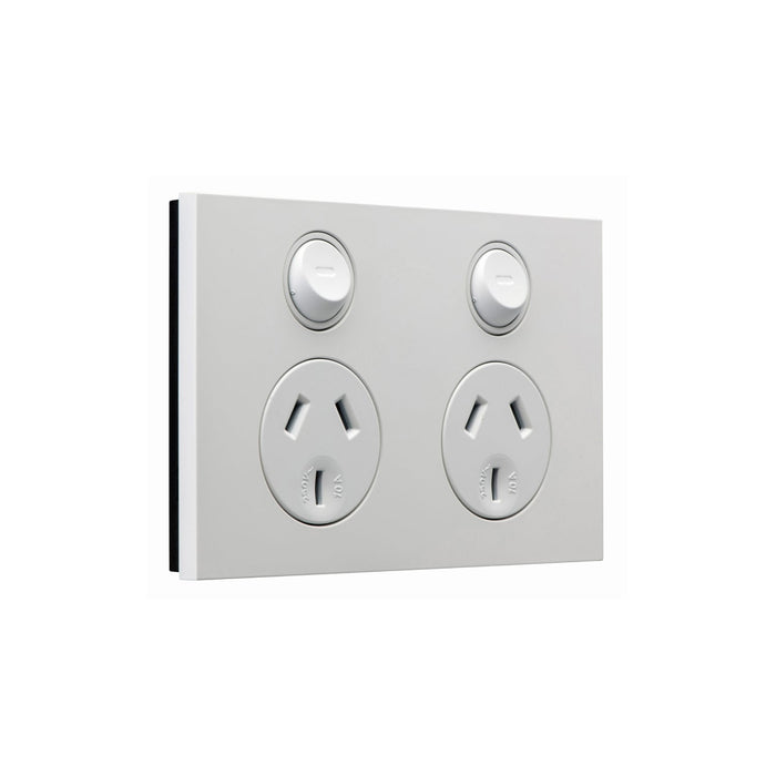 clipsal saturn zen socket switch twin 10a 250v white