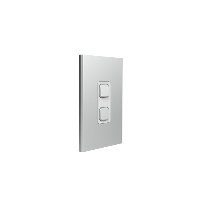 clipsal s3042c sv 2 gang switch plate skin only silver