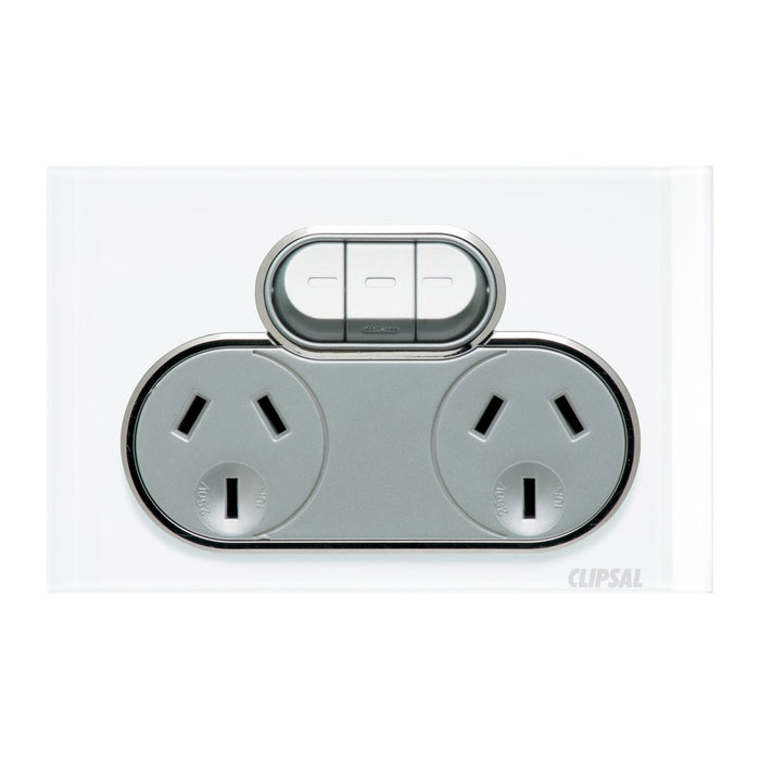 clipsal saturn series switched socket twin extra switch 4025x pw
