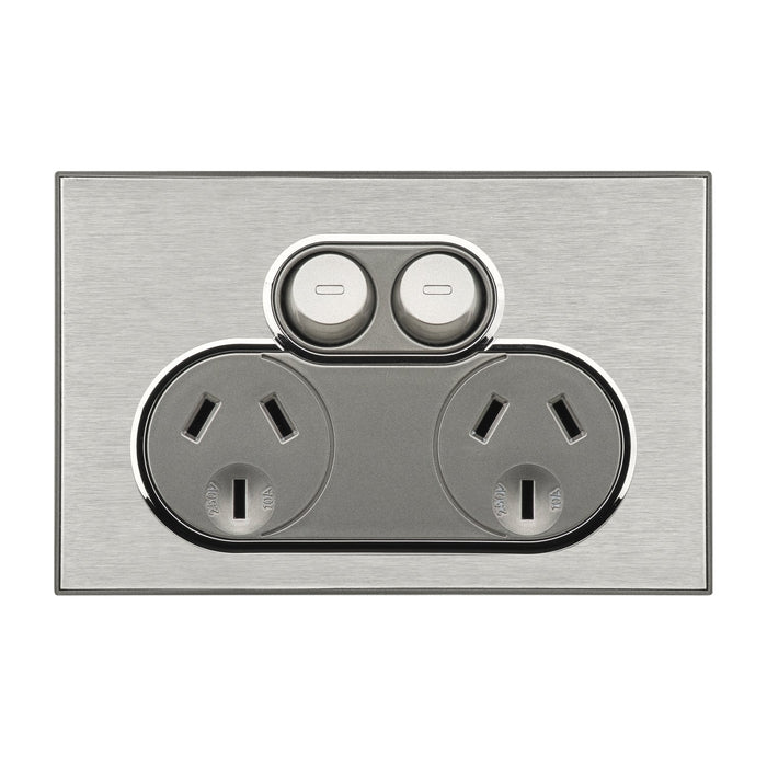 clipsal saturn series switched socket twin 10a 250v 4025 hs