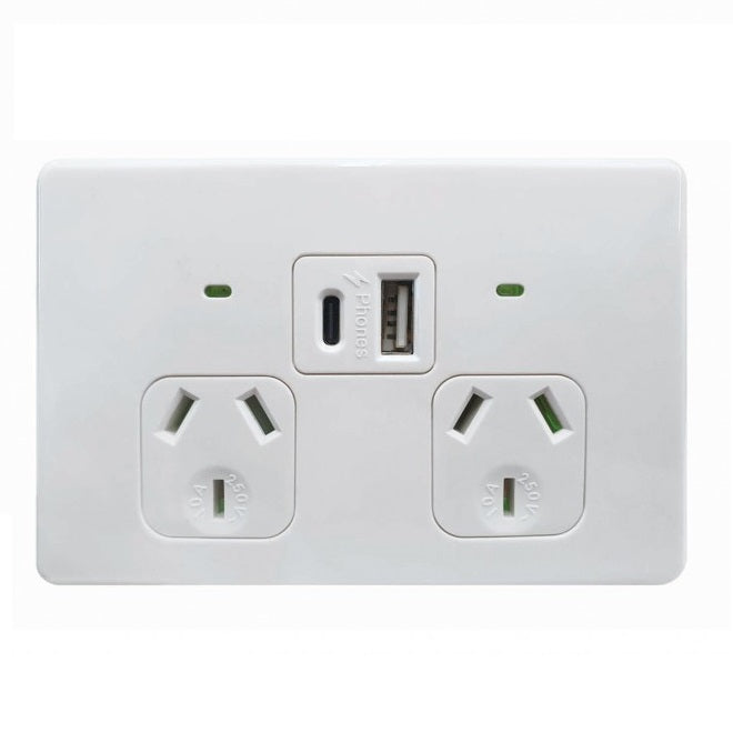 Trader Flat Cat Fully Integrated Type A&C Dual USB Charger Power Point