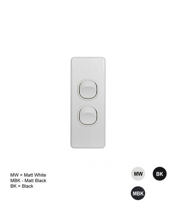 Trader Flat Cat 2 Gang Architrave Switch