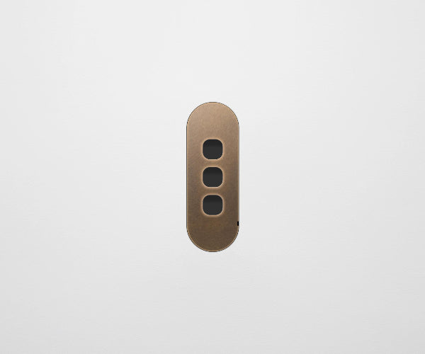 ZETR 13 Flush Series 3 Gang Carbon Cover Plate Aged Brass Clipsal