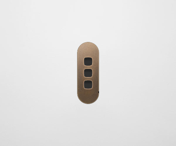 ZETR 13 Flush Series 3 Gang Carbon Cover Plate Aged Brass HPM