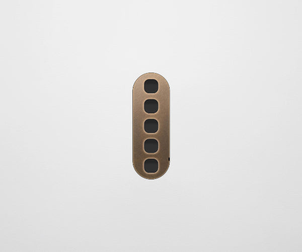 ZETR 13 Flush Series 5 Gang Carbon Cover Plate Aged Brass Clipsal