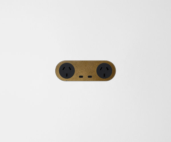 ZETR Double Powerpoint USB-C Carbon Cover Plate Aged Brass Black