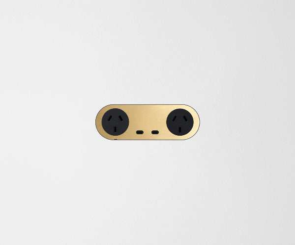 ZETR Double Powerpoint USB-C Carbon Cover Plate Natural Brass Black