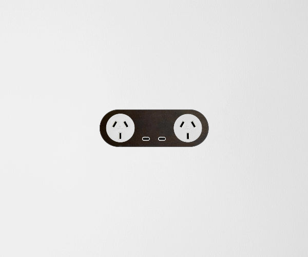 ZETR Double Powerpoint USB-C Carbon Cover Plate Bronze White