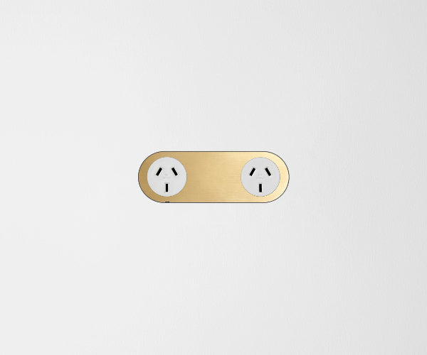 ZETR Double Powerpoint Carbon Cover Plate Natural Brass White