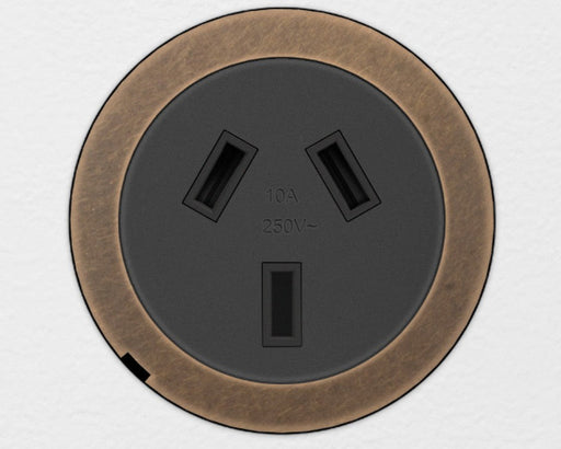 ZETR 48 Carbon Black Single Powerpoint Cover Plate Aged Brass