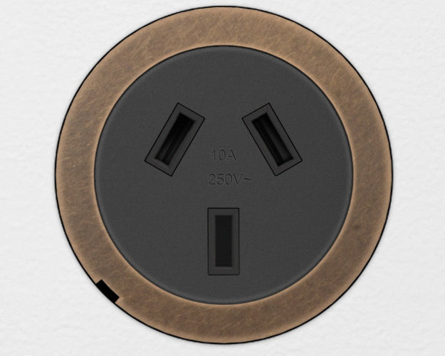 ZETR 48 Carbon Black Single Powerpoint Cover Plate Aged Brass