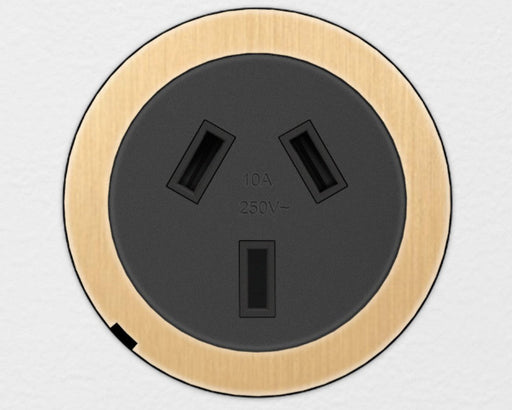 ZETR 48 Carbon Black Single Powerpoint Cover Plate Natural Brass