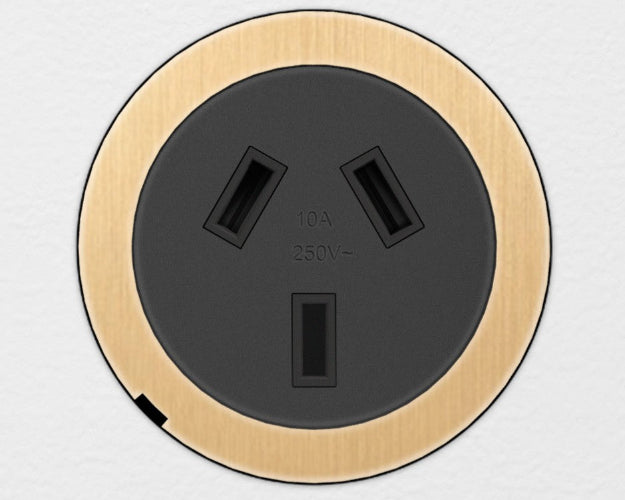 ZETR 48 Carbon Black Single Powerpoint Cover Plate Natural Brass