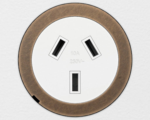 ZETR 48 Carbon White Single Powerpoint Cover Plate Aged Brass