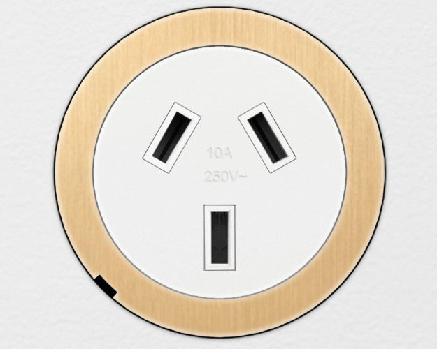ZETR 48 Carbon White Single Powerpoint Cover Plate Natural Brass