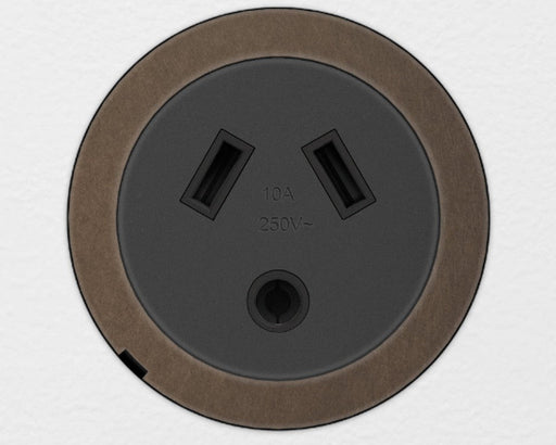 ZETR 48 Carbon Black Single Powerpoint Cover Plate With Round Pin  Bronze