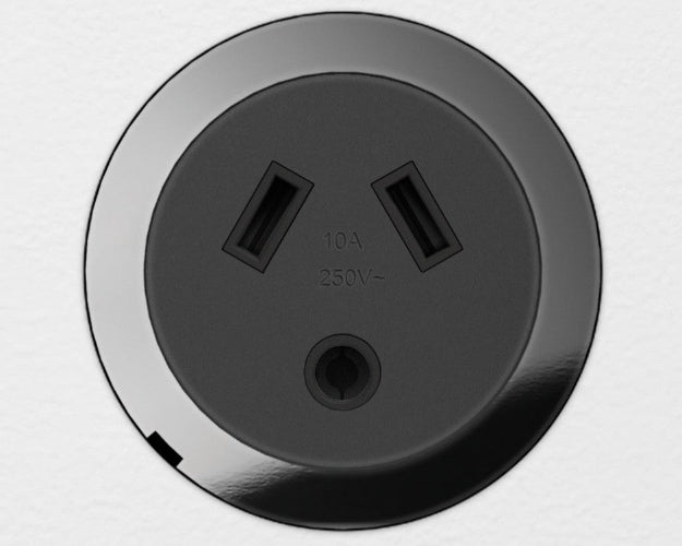 ZETR 48 Carbon Black Single Powerpoint Cover Plate With Round Pin  Mirror