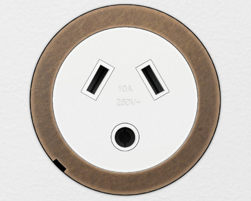 ZETR 48 Carbon Black Single Powerpoint Cover Plate With Round Pin  Aged Brass