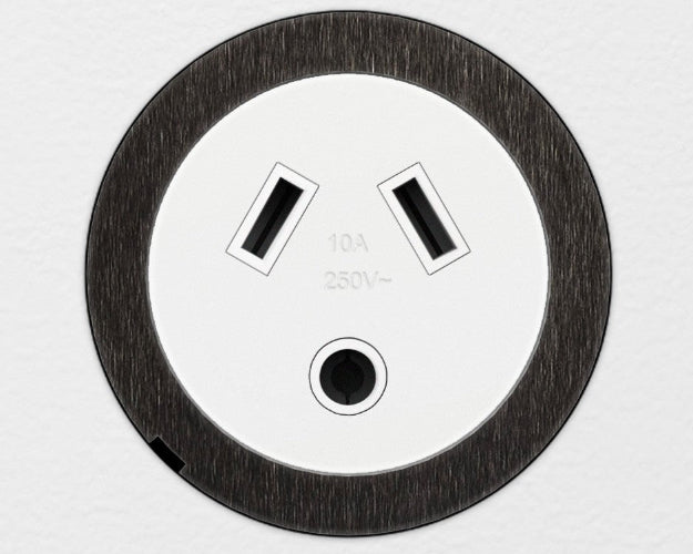 ZETR 48 Carbon Black Single Powerpoint Cover Plate With Round Pin  Black Steel