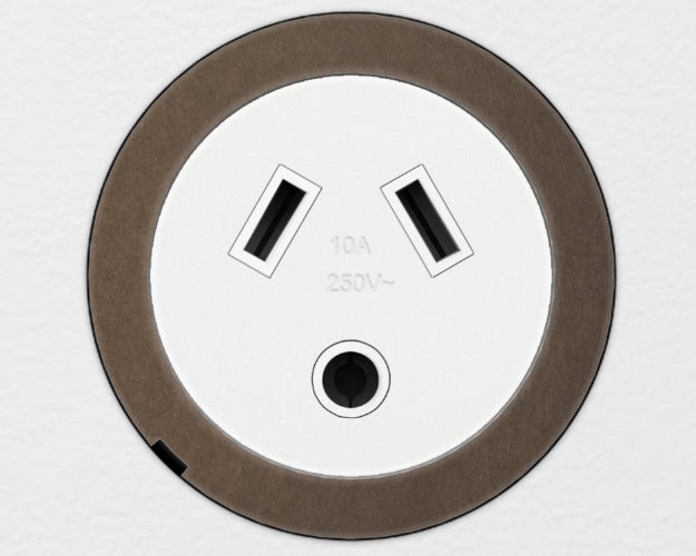 ZETR 48 Carbon Black Single Powerpoint Cover Plate With Round Pin  Bronze