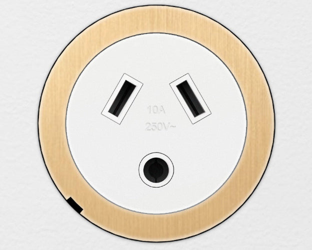 ZETR 48 Carbon Black Single Powerpoint Cover Plate With Round Pin  Natural Brass