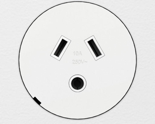 ZETR 48 Round Series Single Powerpoint Outlet With Round Pin White