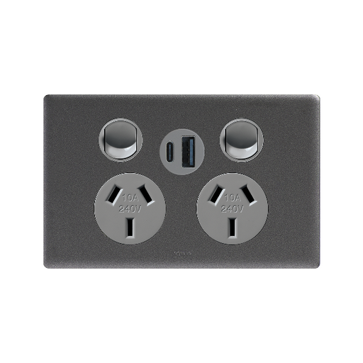 Legrand Excel Life Double Powerpoint With USB A+C 15W Charger
