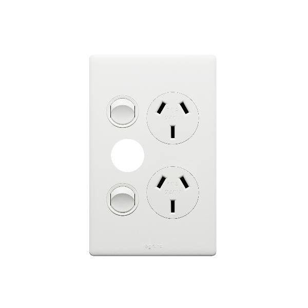 Legrand Excel Life Vertical Double Powerpoint With Extra Function Hole, Available in 5 Colours