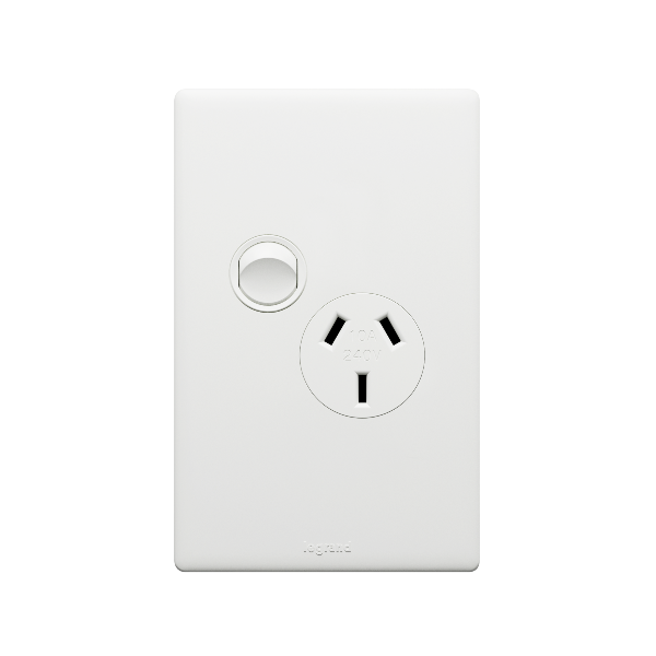Legrand Excel Life Vertical Single Powerpoint 10a, Available in 5 Colours