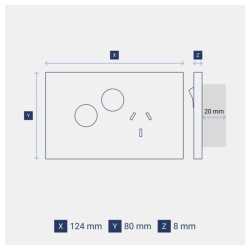 Legrand INSPYRA Single Powerpoint With Extra Switch Dimensions