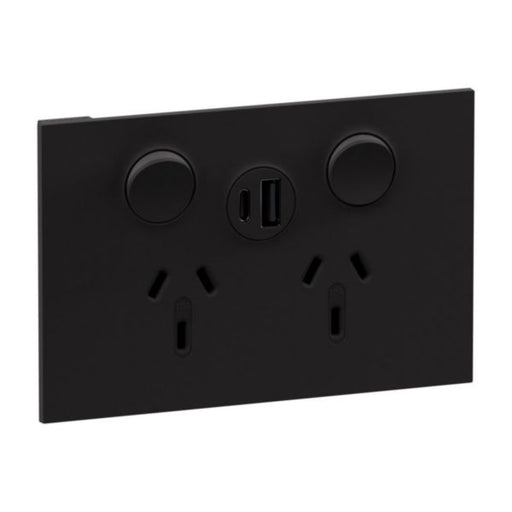 Legrand INSPYRA Double Powerpoint With USB A+C Charger Matte Black