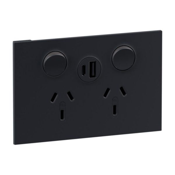 Legrand INSPYRA Double Powerpoint With USB A+C Charger Matte Grey