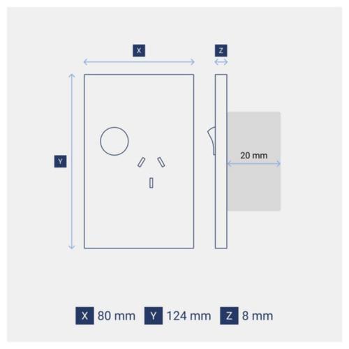 Legrand INSPYRA Single Vertical Powerpoint 10a Matte White dimensions