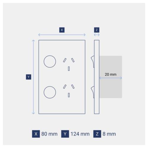 Legrand INSPYRA Double Vertical Powerpoint 10a dimensions