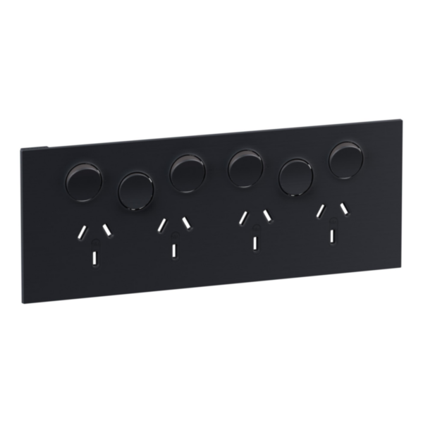 Legrand INSPYRA Quad Powerpoint Cover Plate With 2 Extra Switches Matte Grey