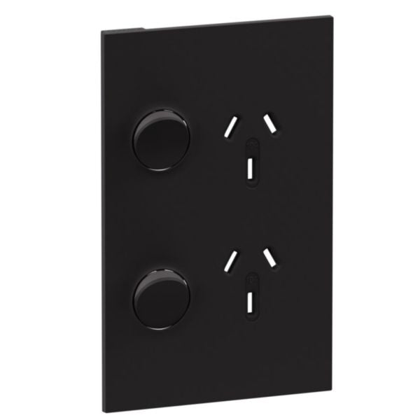 Legrand INSPYRA Double Vertical Powerpoint Cover Plate 10a Matte Black
