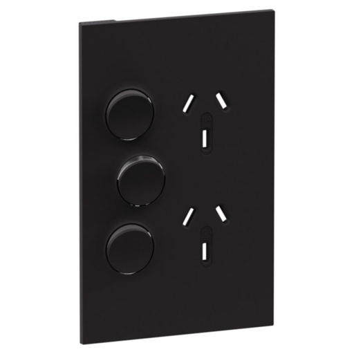 Legrand INSPYRA Single Vertical Powerpoint Cover Plate With Extra Switch Matte Black