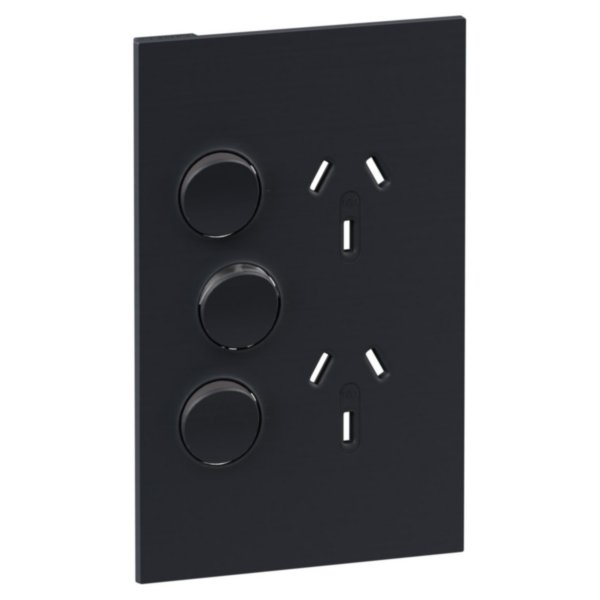Legrand INSPYRA Single Vertical Powerpoint Cover Plate With Extra Switch Matte Grey