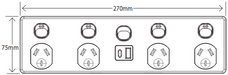 Puma Fully Integrated Quad Powerpoint With 4 USB Ports A+C & Extra Switch DIMENSIONS