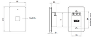 Zimi Senoa 1 Button Multi Purpose Switch Vertical dimensions
