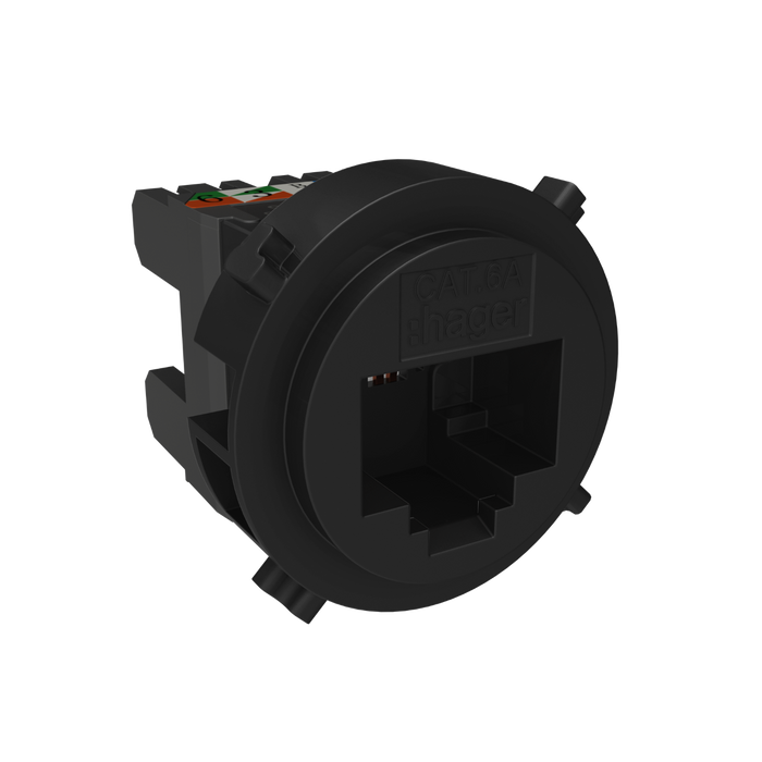 Hager Rotoloc RJ45 CAT6a Mechanism Matt black