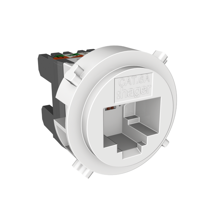 Hager Rotoloc RJ45 CAT6a Mechanism Matt White