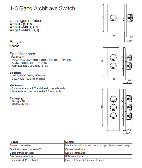 Hager Finesse architrave switches