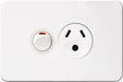 Hager Silhouette Single Powerpoint With Round Earth Pin Gloss White