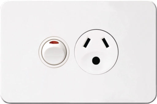 Hager Silhouette Single Powerpoint With Round Earth Pin Gloss White