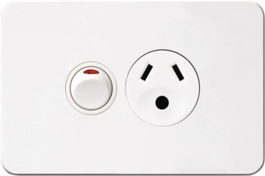 Hager Silhouette Single Powerpoint With Round Earth Pin Gloss White
