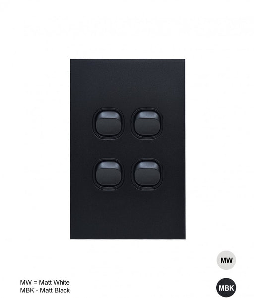 4 Gang Complete Vertical Switch black