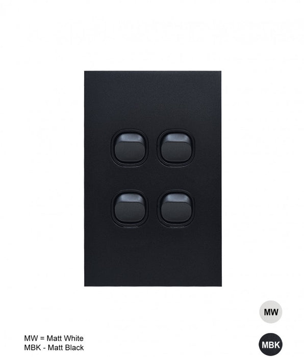 4 Gang Complete Vertical Switch black